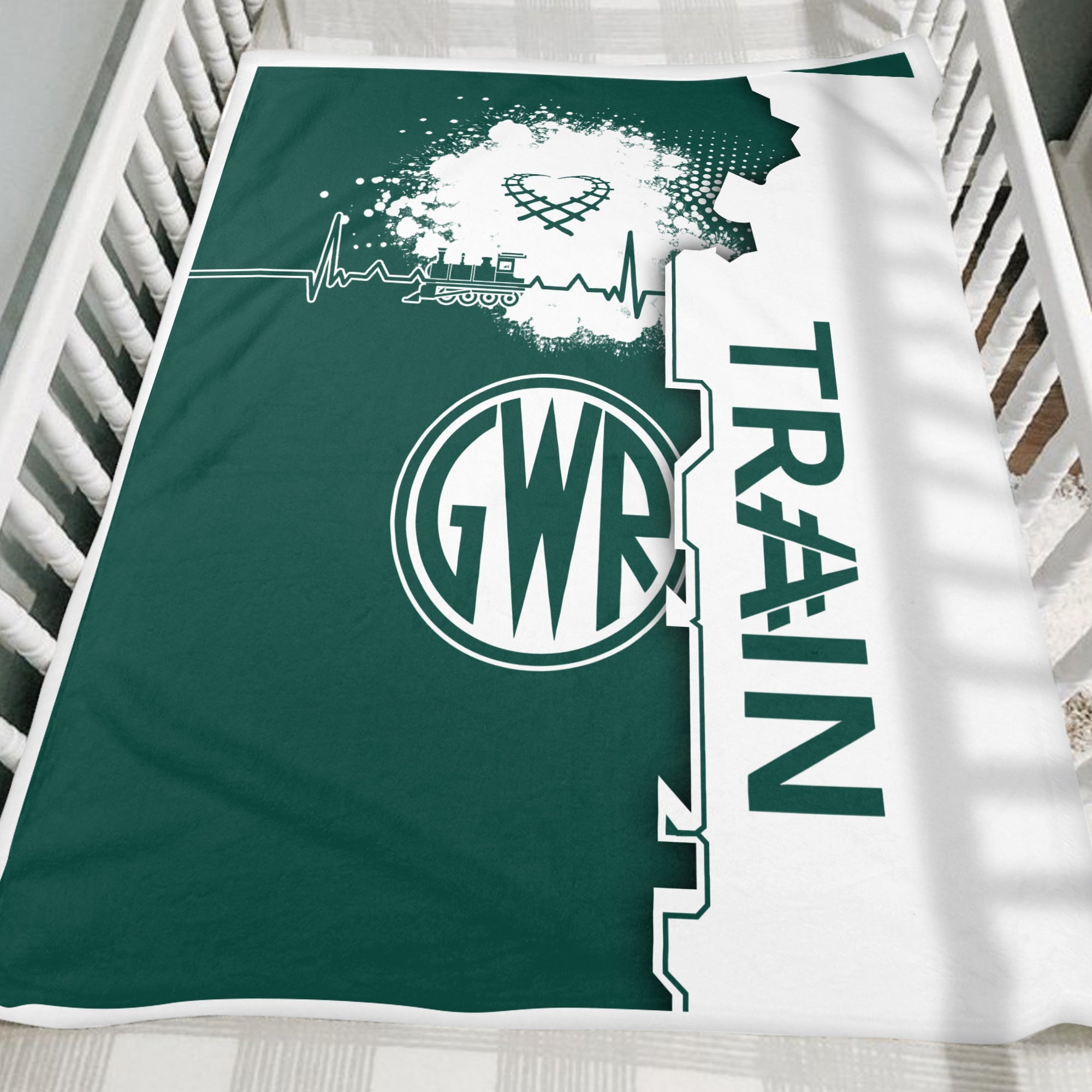 Railspirit Great Western Railway Blanket Engine Heartbeat and Track Love Style Blanket Gift Idea For Train Lovers