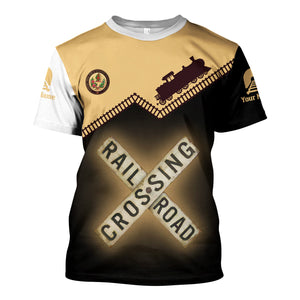 Railspirit Personalized London, Midland and Scottish Railway T Shirt Railroad Crossing Printed Train Track Shirt