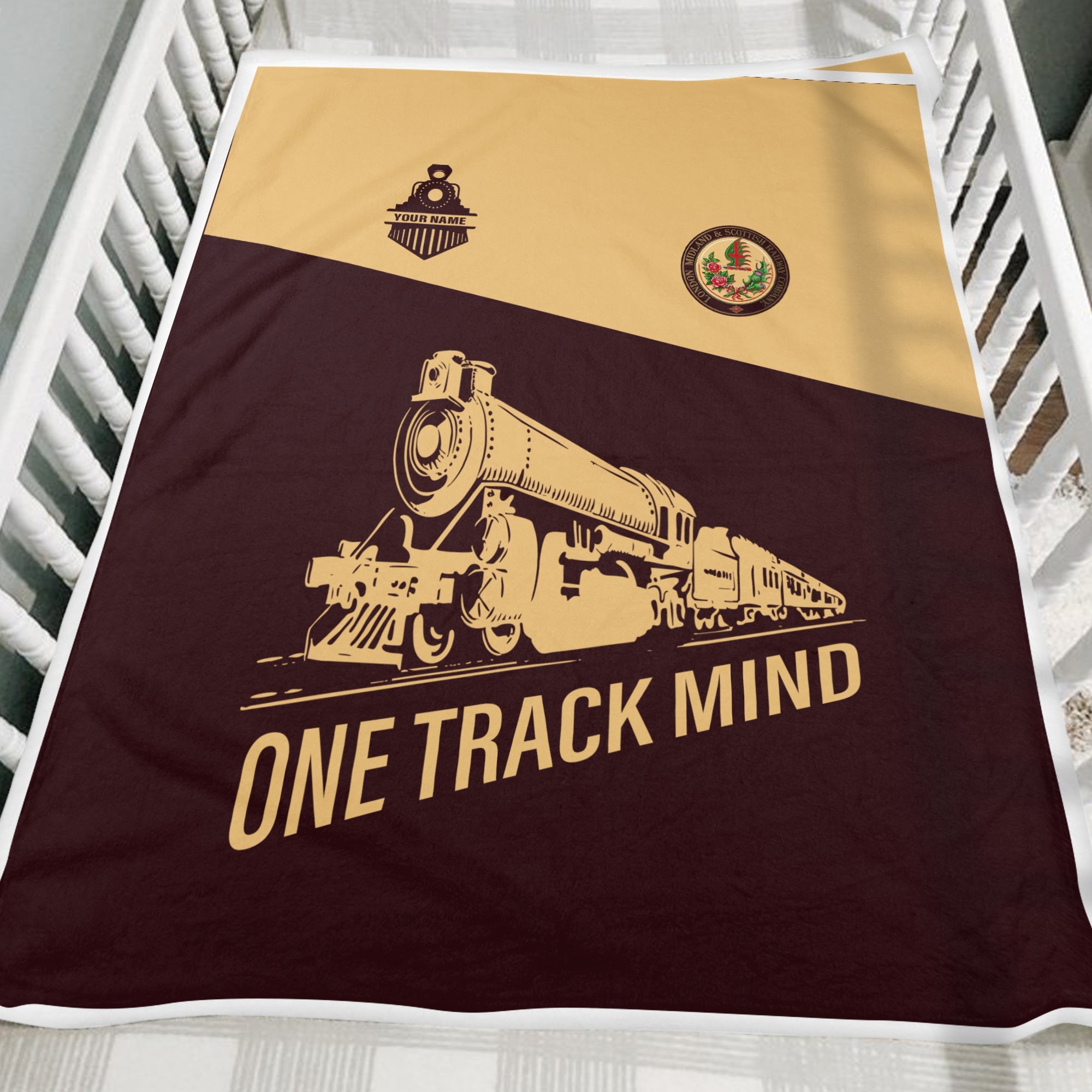 Railspirit Personalized London, Midland and Scottish Railway Blanket One Track Mind Train Blanket Gift Idea For Train Lover