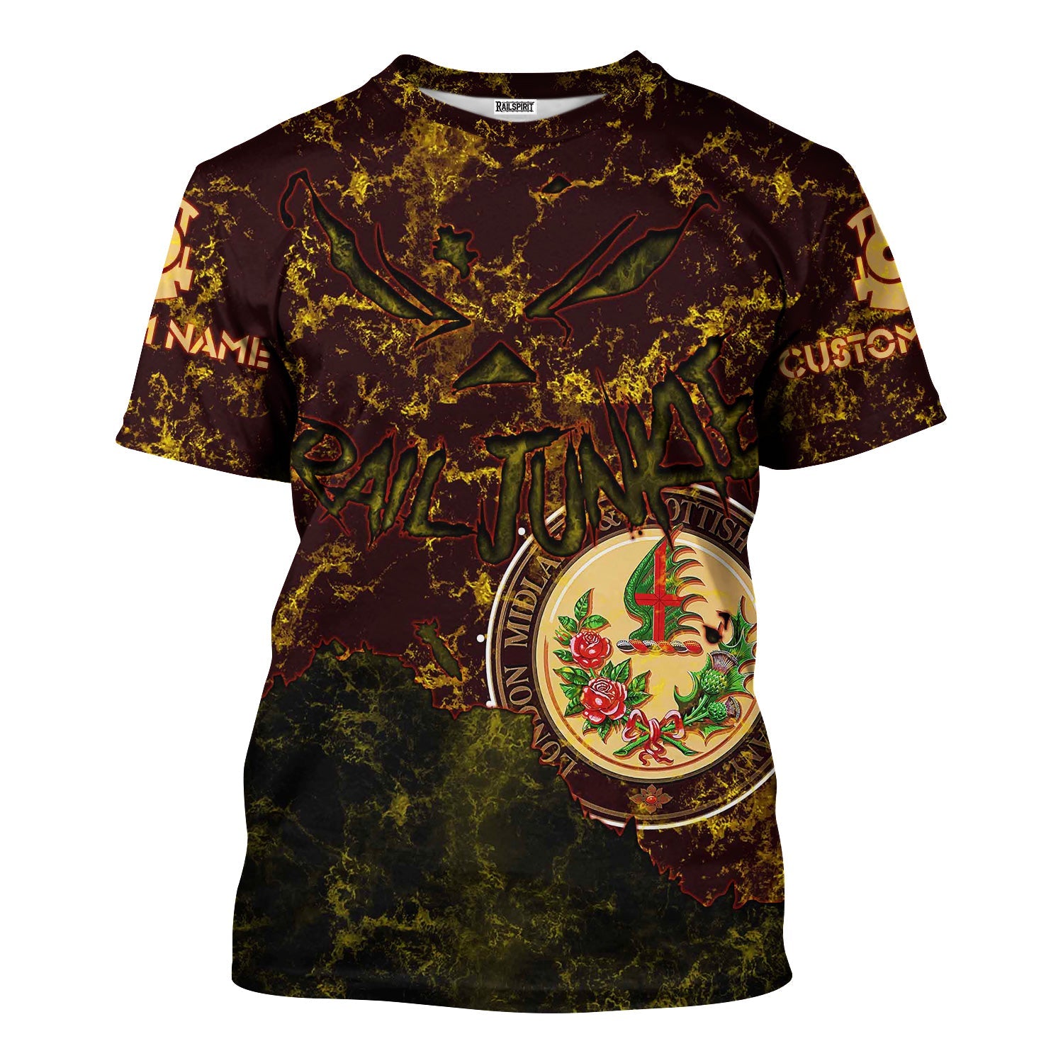 Railspirit Personalized London, Midland and Scottish Railway T-Shirt Torn Graphic Style Train Shirt For Rail Junkie