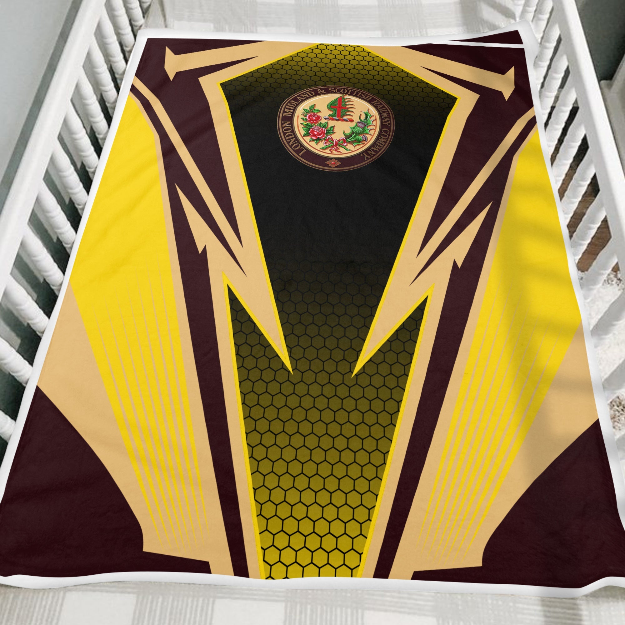 Railspirit London, Midland and Scottish Railway Blanket Lightning Graphic Style Blanket Gift Idea For Train Lover