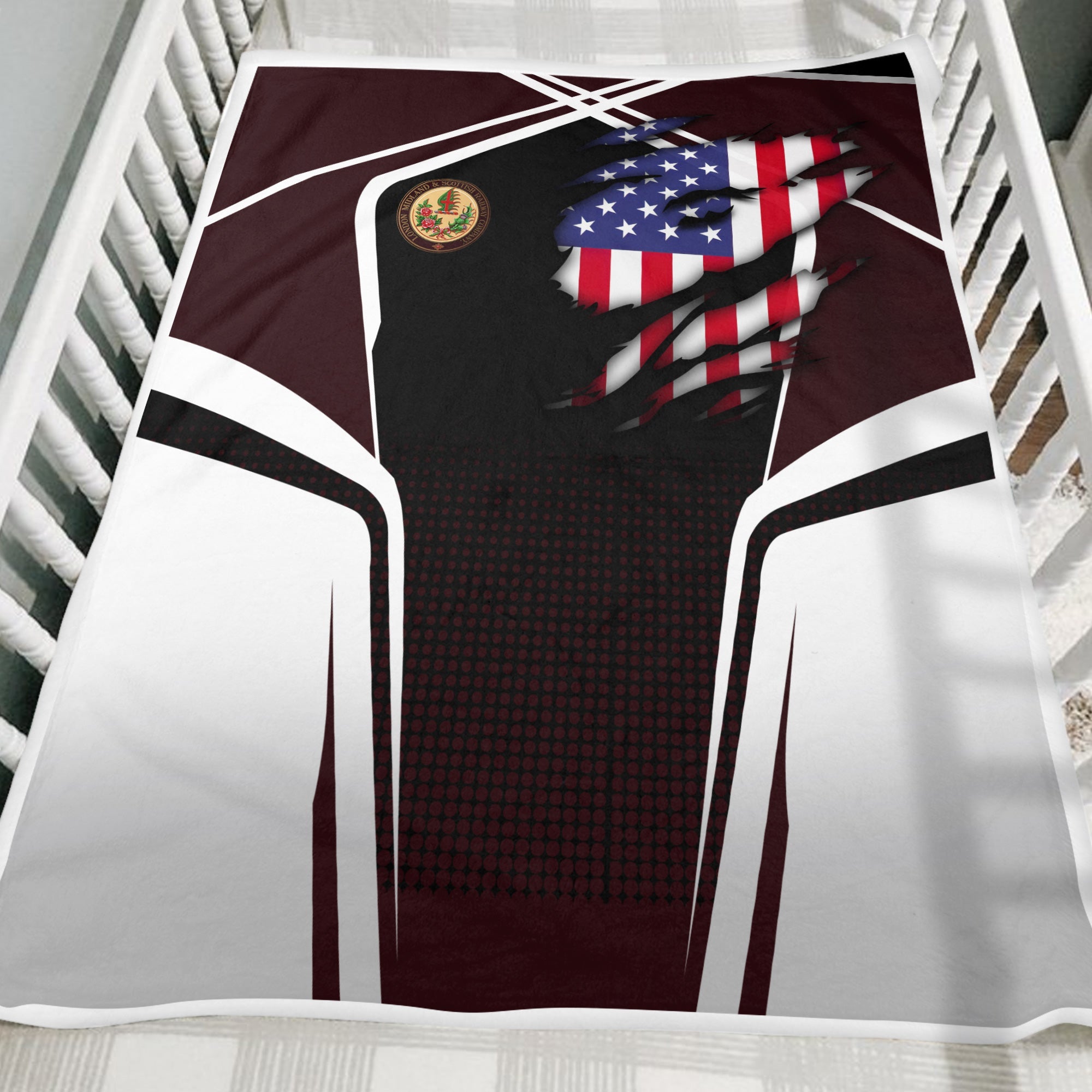 Railspirit Personalized London, Midland and Scottish Railway Blanket American Vintage All Over Printed Blanket