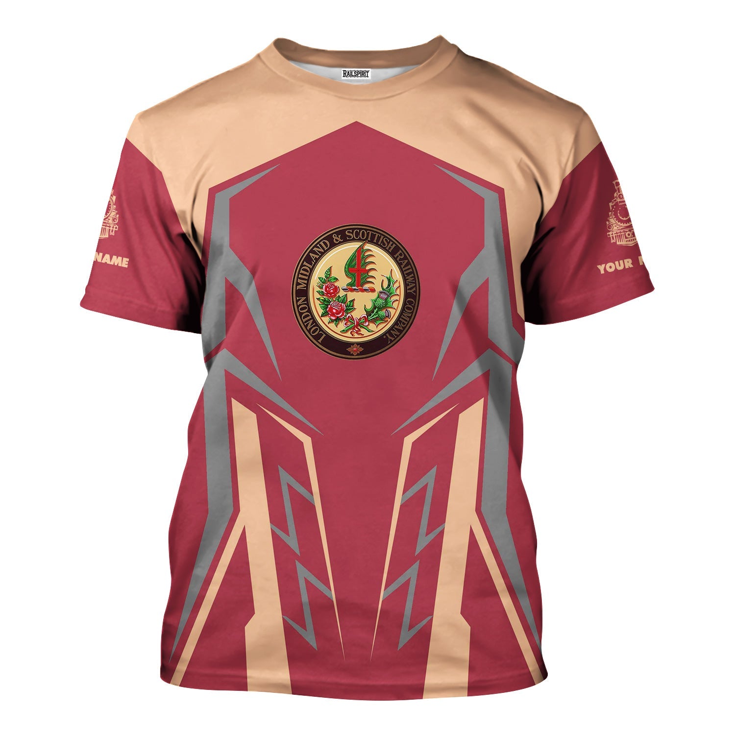 Railspirit Personalized London, Midland and Scottish Railway T-Shirt Futuristic Design with Custom Job Train Shirt