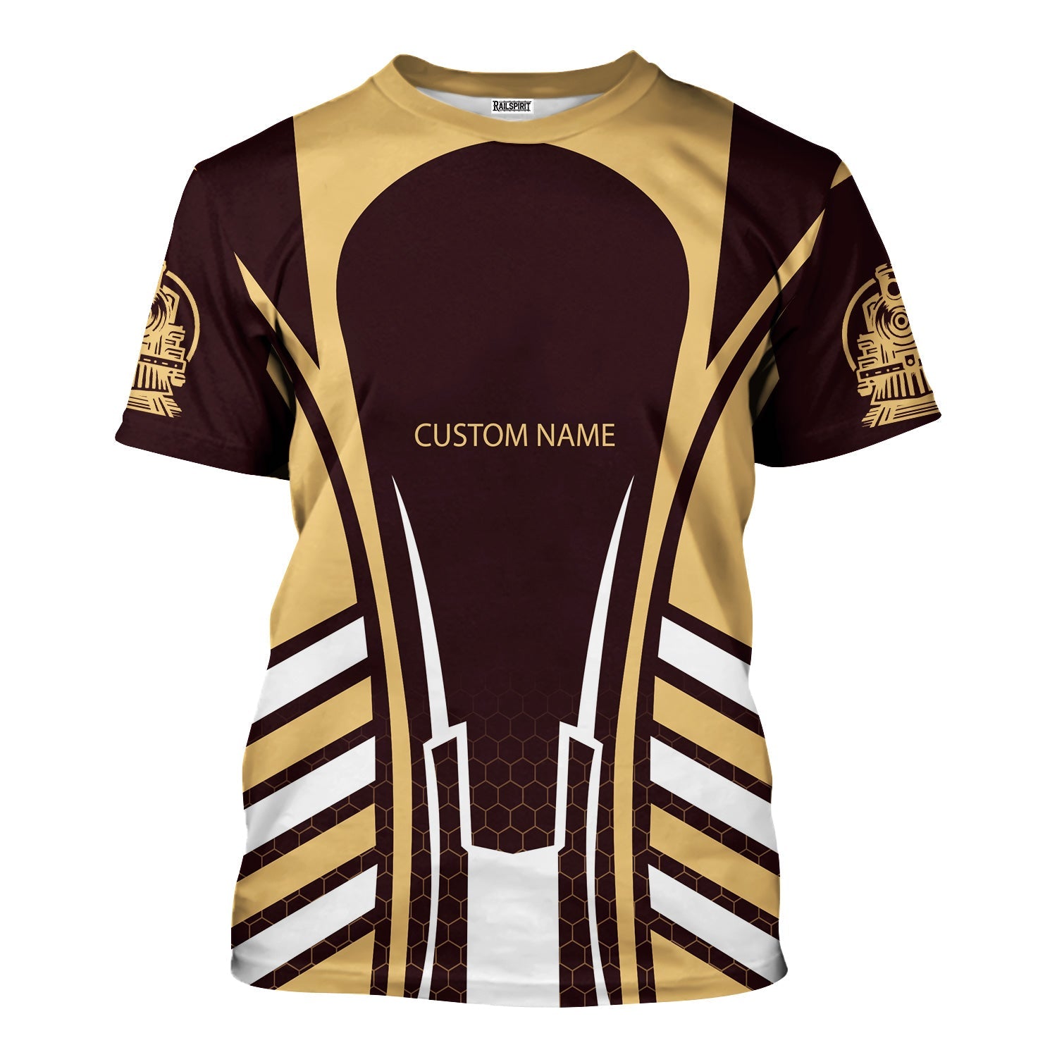 Railspirit Personalized London, Midland and Scottish Railway T-Shirt Striped Railroad Style Train Shirt All Over Print