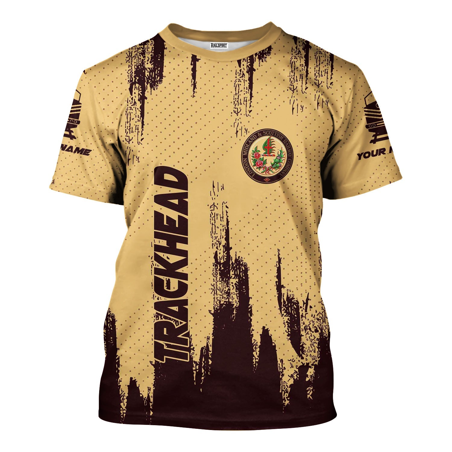 Railspirit Personalized London, Midland and Scottish Railway T-Shirt Paint Impact Design Train Shirt for Trackhead
