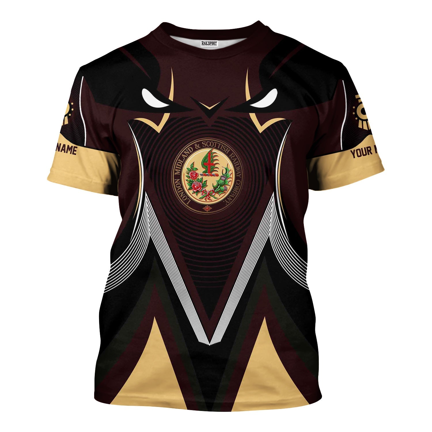 Railspirit Personalized London, Midland and Scottish Railway T-Shirt Vibrant Graphic Pattern Shirt For Train Enthusiasts