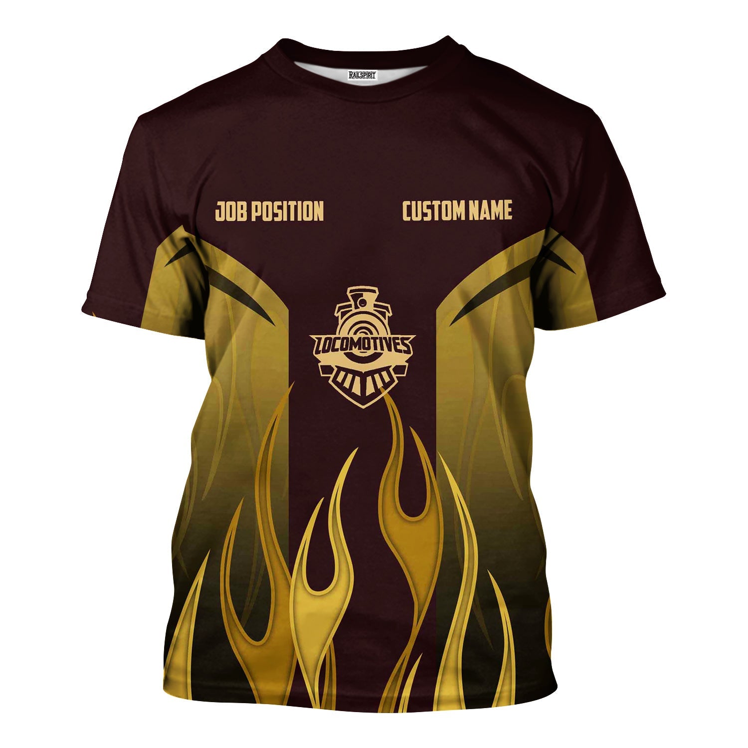 Railspirit Custom Name and Job Title London, Midland and Scottish Railway T-Shirt Flame Graphic Train Shirt