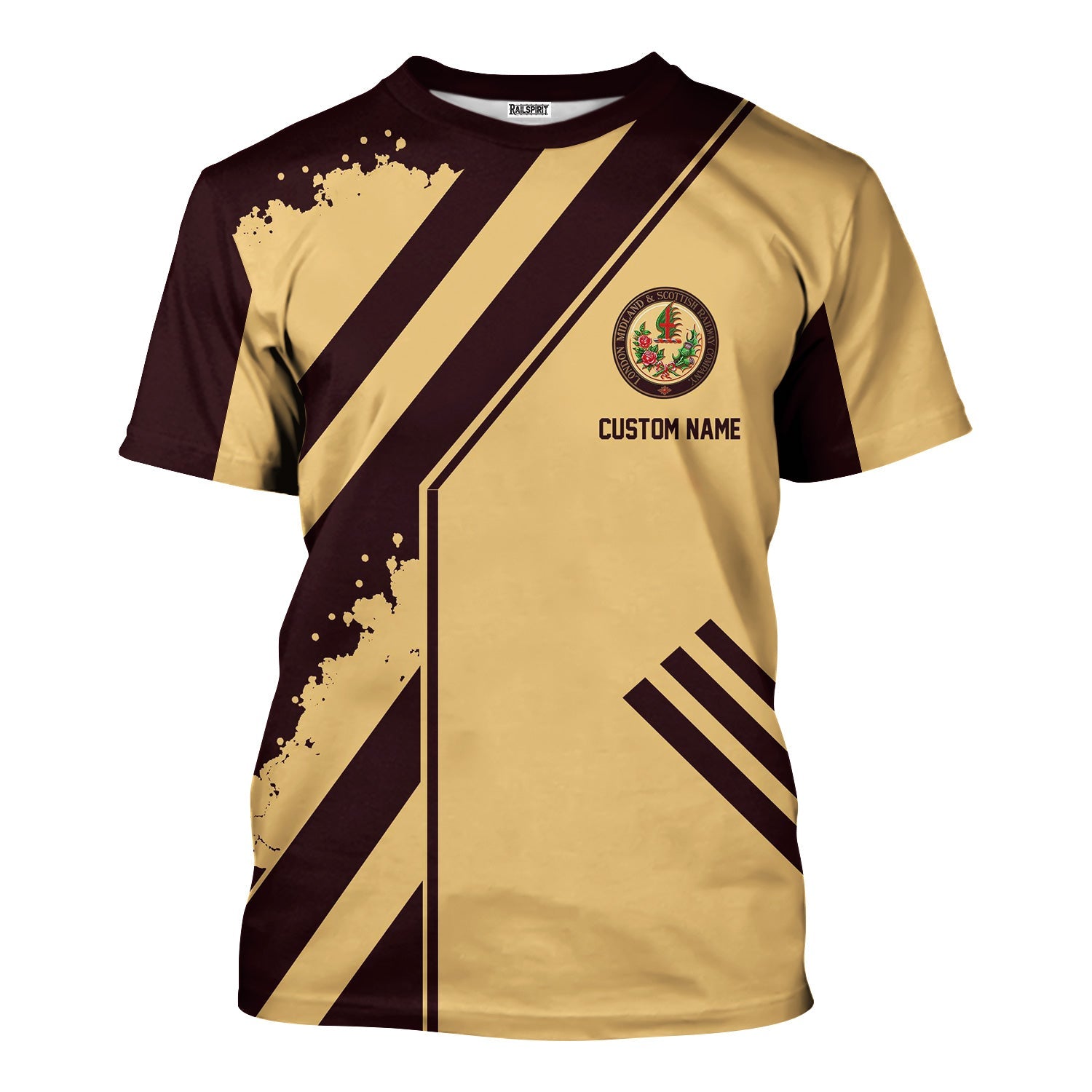 Railspirit Personalized London, Midland and Scottish Railway T-Shirt Locomotive Design Train Shirt for Train Enthusiast