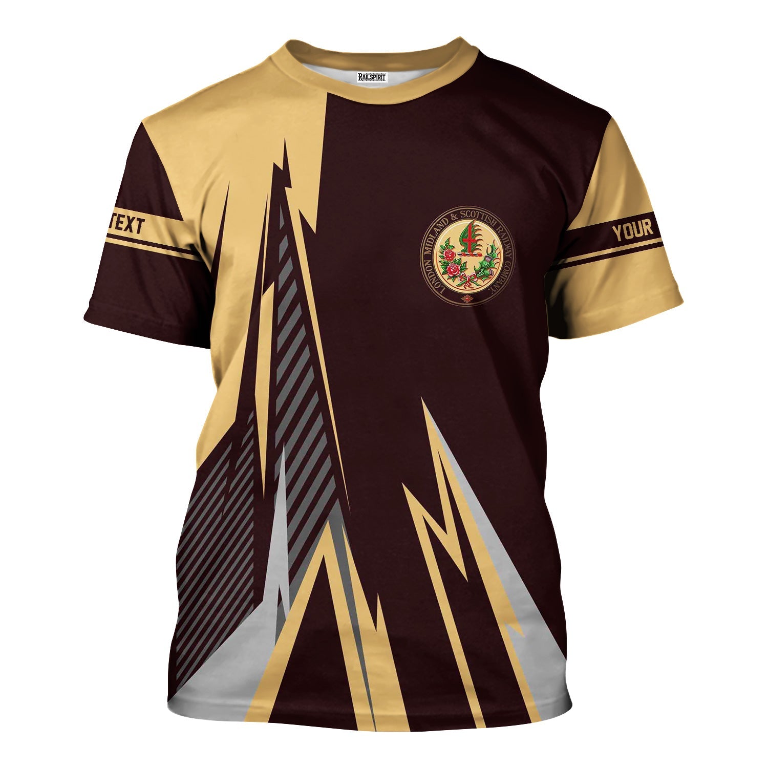 Railspirit Personalized London, Midland and Scottish Railway T-Shirt Lightning-Inspired Railway Style Shirt For Train Lovers