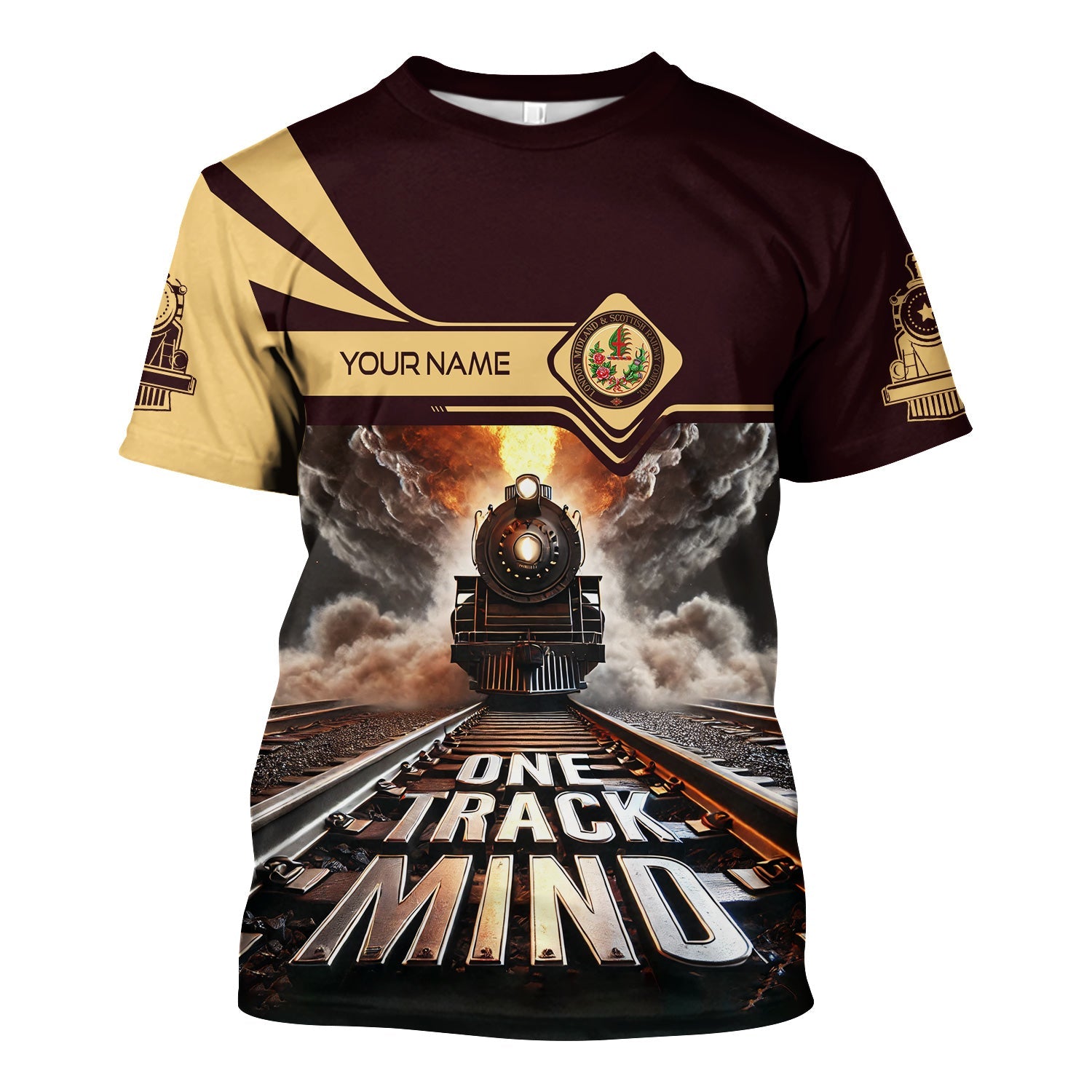 Railspirit Personalized London, Midland and Scottish Railway T Shirt One Track Mind Train Printed Shirt