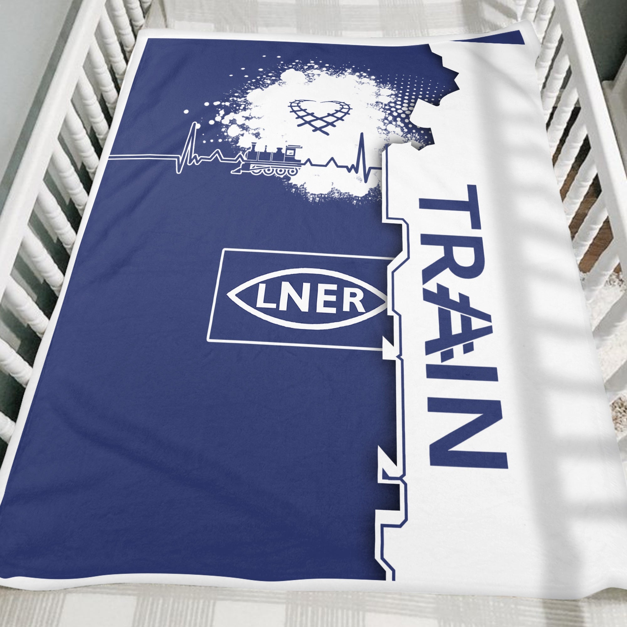 Railspirit London and North Eastern Railway Blanket Engine Heartbeat and Track Love Style Blanket Gift Idea For Train Lovers