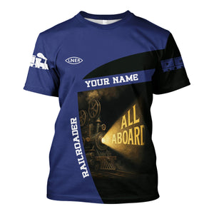 Railspirit Personalized London and North Eastern Railway T-Shirt All Aboard Steam Train Movie Projector Style Shirt