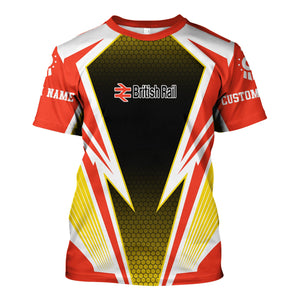 Railspirit Personalized British Railway T-Shirt Lightning Graphic Style Shirt Gift Idea For Train Lover