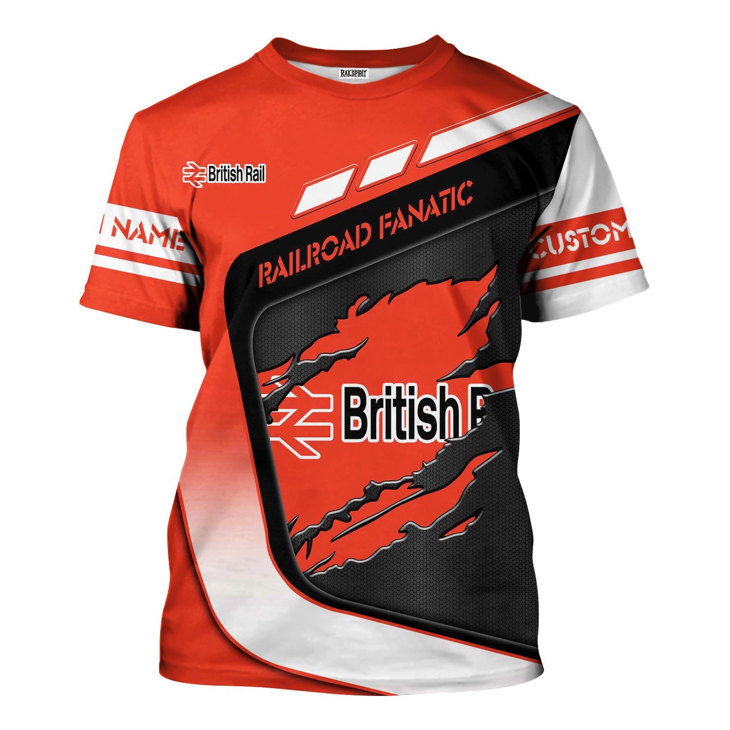 Railspirit Personalized British Railway T-Shirt Ripped Texture Style Train Shirt For Railroad Fanatic