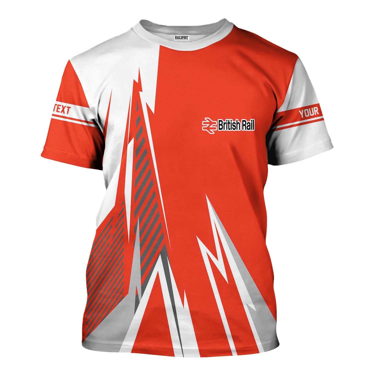 Railspirit Personalized British Railway T-Shirt Lightning-Inspired Railway Style Shirt For Train Lovers