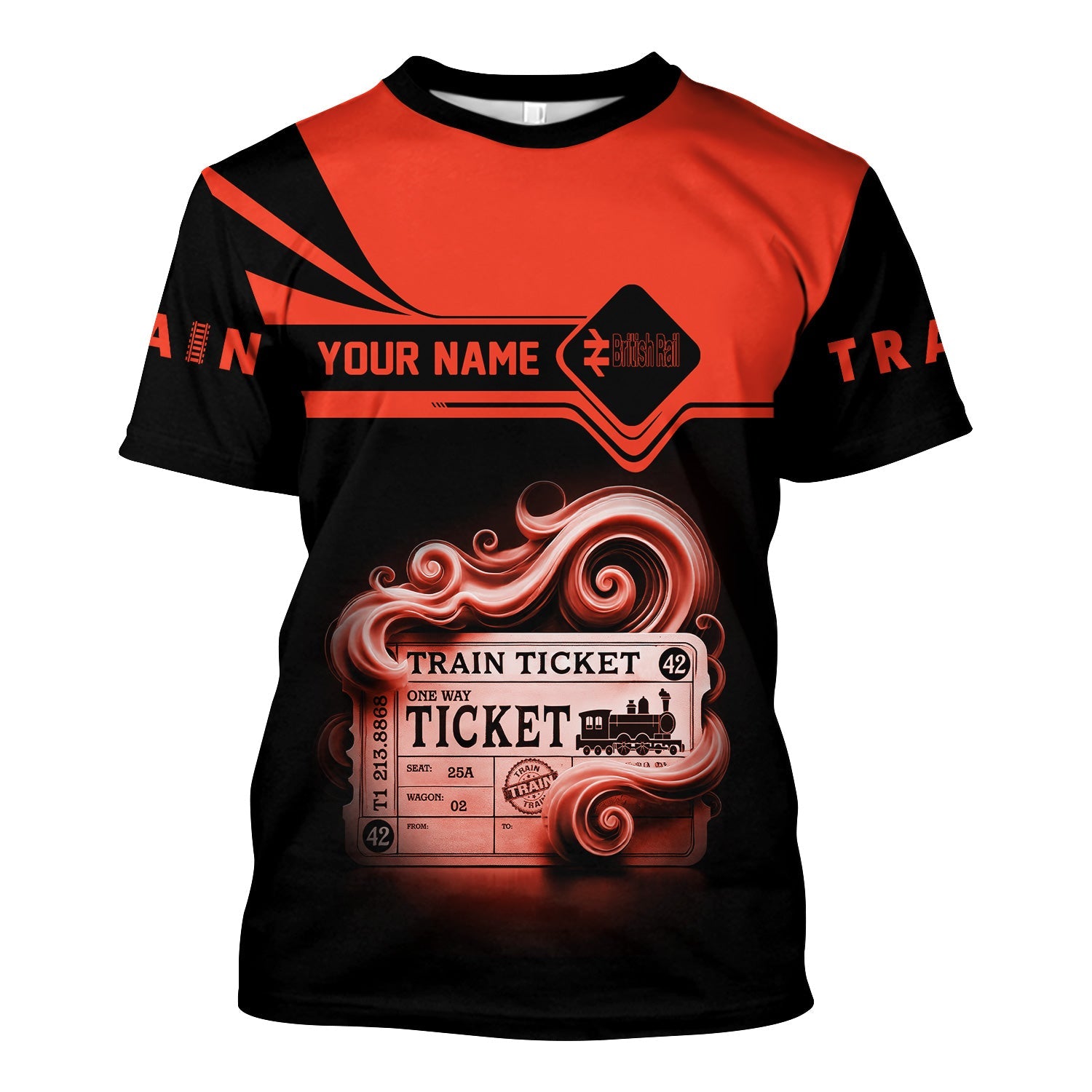 Railspirit Personalized British Railway T Shirt Train Ticket Locomotive Printed Train