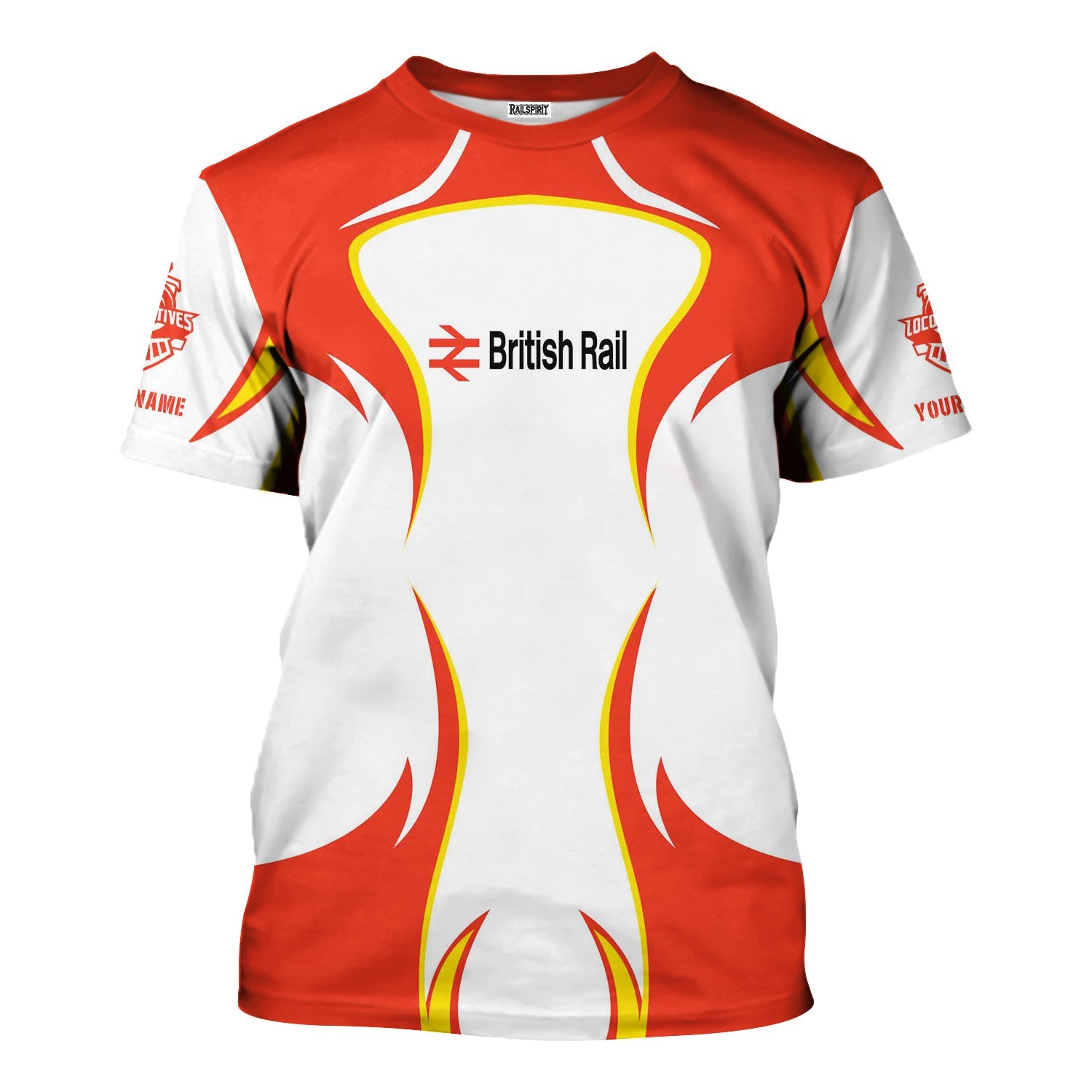 Railspirit Personalized British Railway T-Shirt Distinctive Flame Style Shirt For Steam Engine Addict
