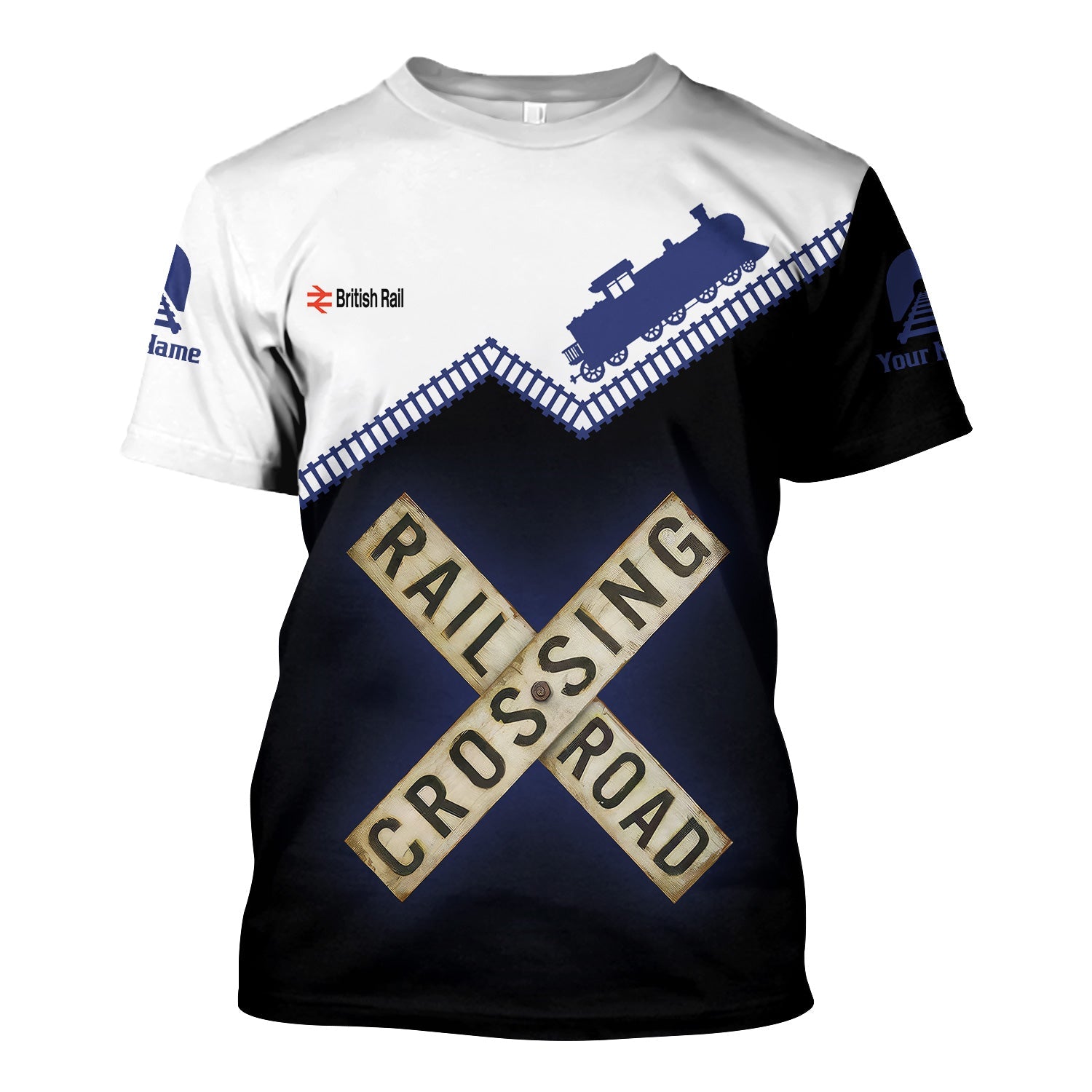 Railspirit Personalized British Railway T Shirt Railroad Crossing Printed Train Track Shirt