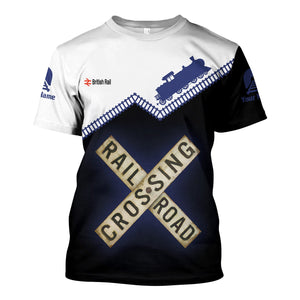 Railspirit Personalized British Railway T Shirt Railroad Crossing Printed Train Track Shirt
