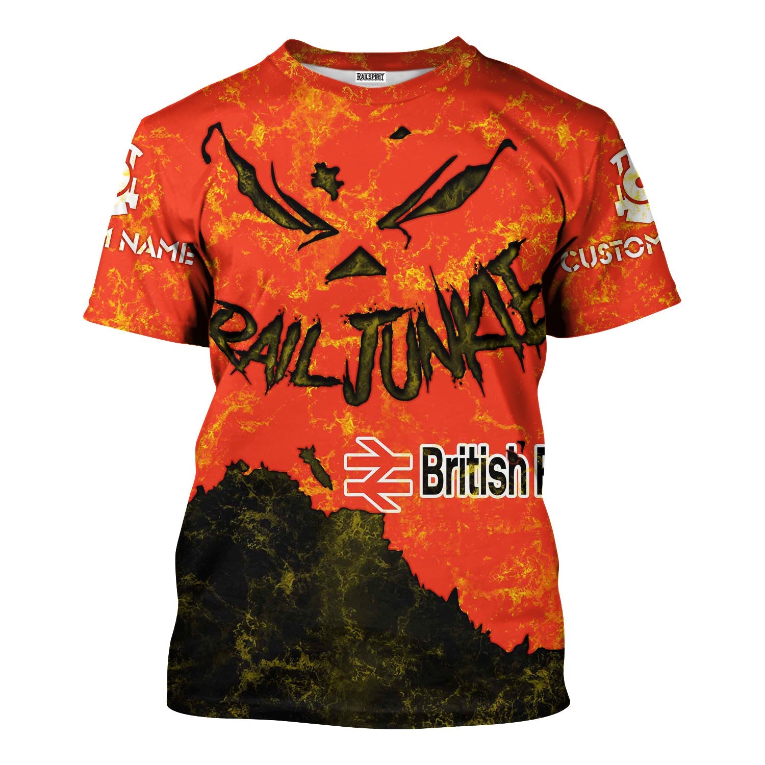 Railspirit Personalized British Railway T-Shirt Torn Graphic Style Train Shirt For Rail Junkie