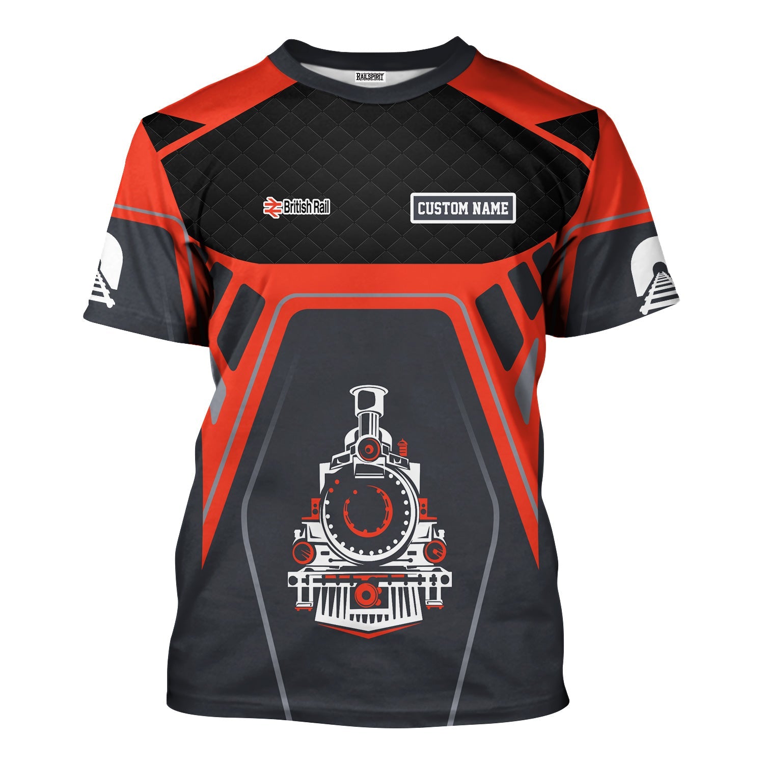 Railspirit Personalized British Railway T-Shirt Steam Locomotive Engine Graphic Train Shirt All Over Print