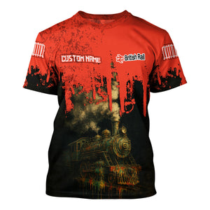 Railspirit Personalized British Railway T-Shirt Vintage Train Art Style Shirt For Locomotive Fans