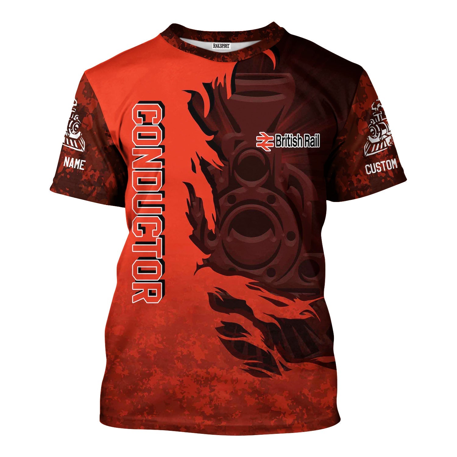 Railspirit Personalized British Railway T-Shirt Blazing Style with Custom Position Train Shirt