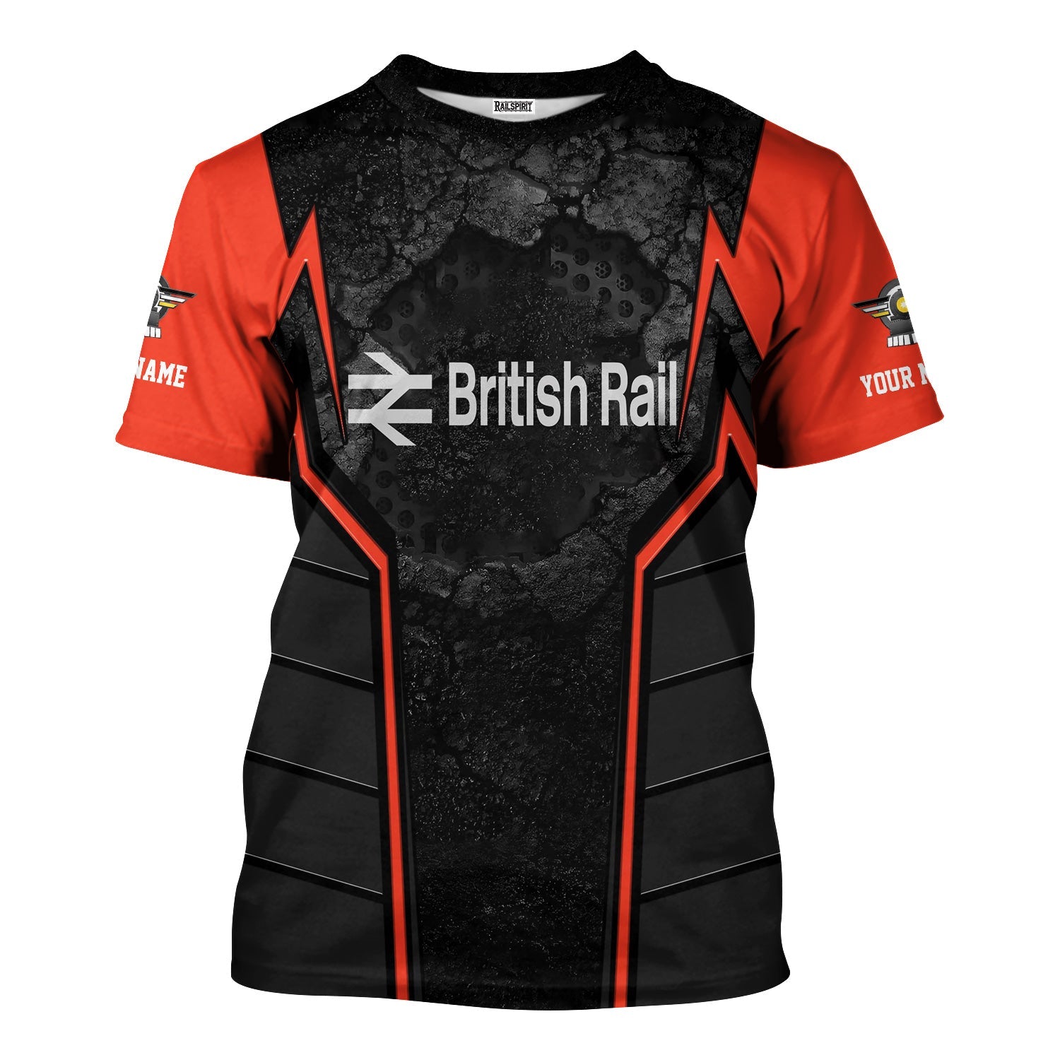 Railspirit Personalized British Railway T-Shirt Cracked Metal Design Train Shirt for Rail Enthusiasts
