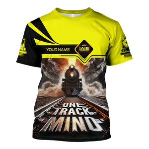 Railspirit Personalized Iowa Interstate Railroad T Shirt One Track Mind IAIS Train Printed Shirt