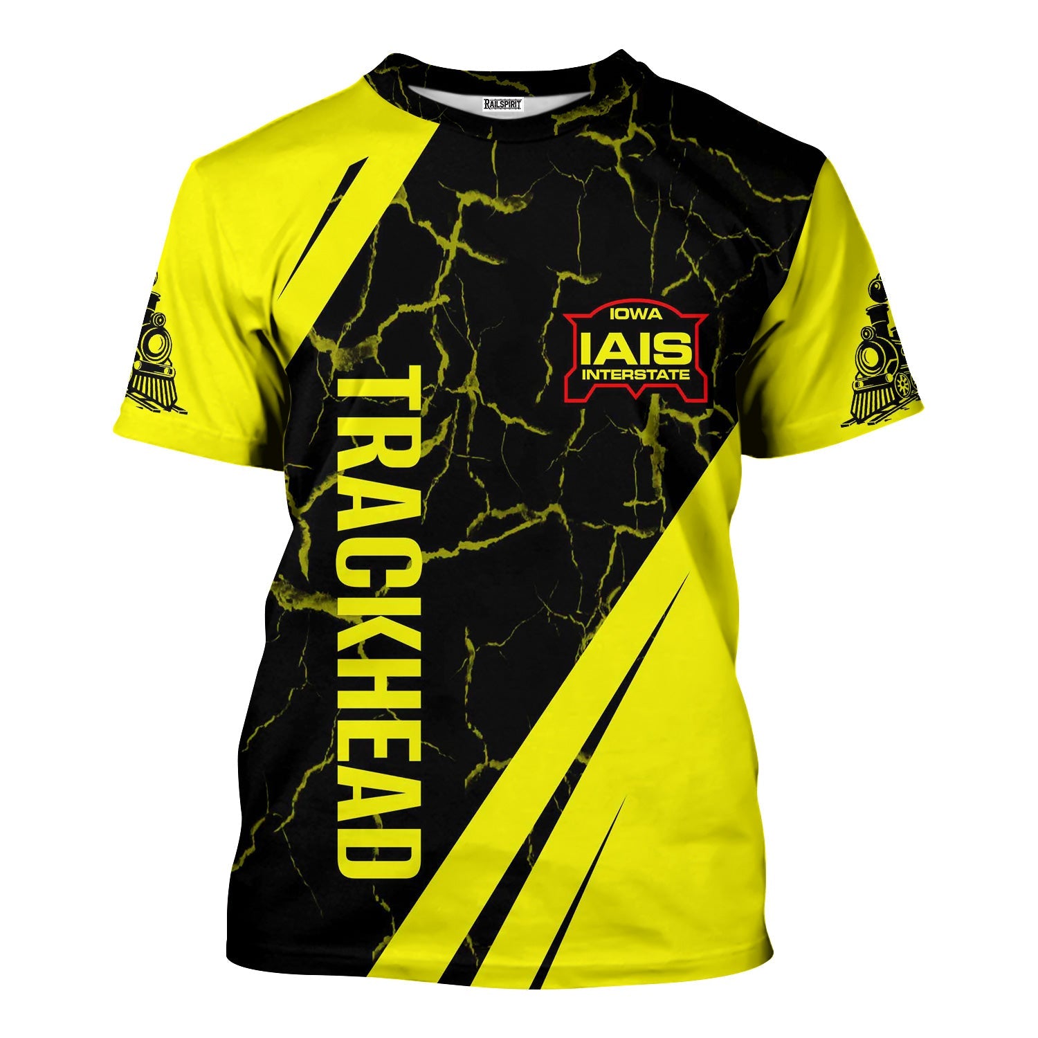 Railspirit Personalized Iowa Interstate Railroad T-Shirt Crackle Texture Style IAIS Shirt For Trackhead