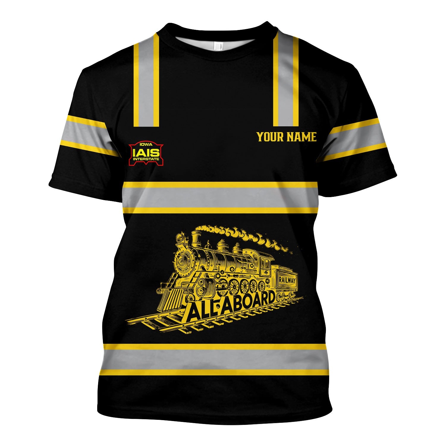 Railspirit Custom Name Iowa Interstate Railroad T Shirt Eat Train Sleep Repeat IAIS Printed Train Shirt