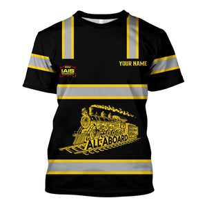 Railspirit Custom Name Iowa Interstate Railroad T Shirt Eat Train Sleep Repeat IAIS Printed Train Shirt