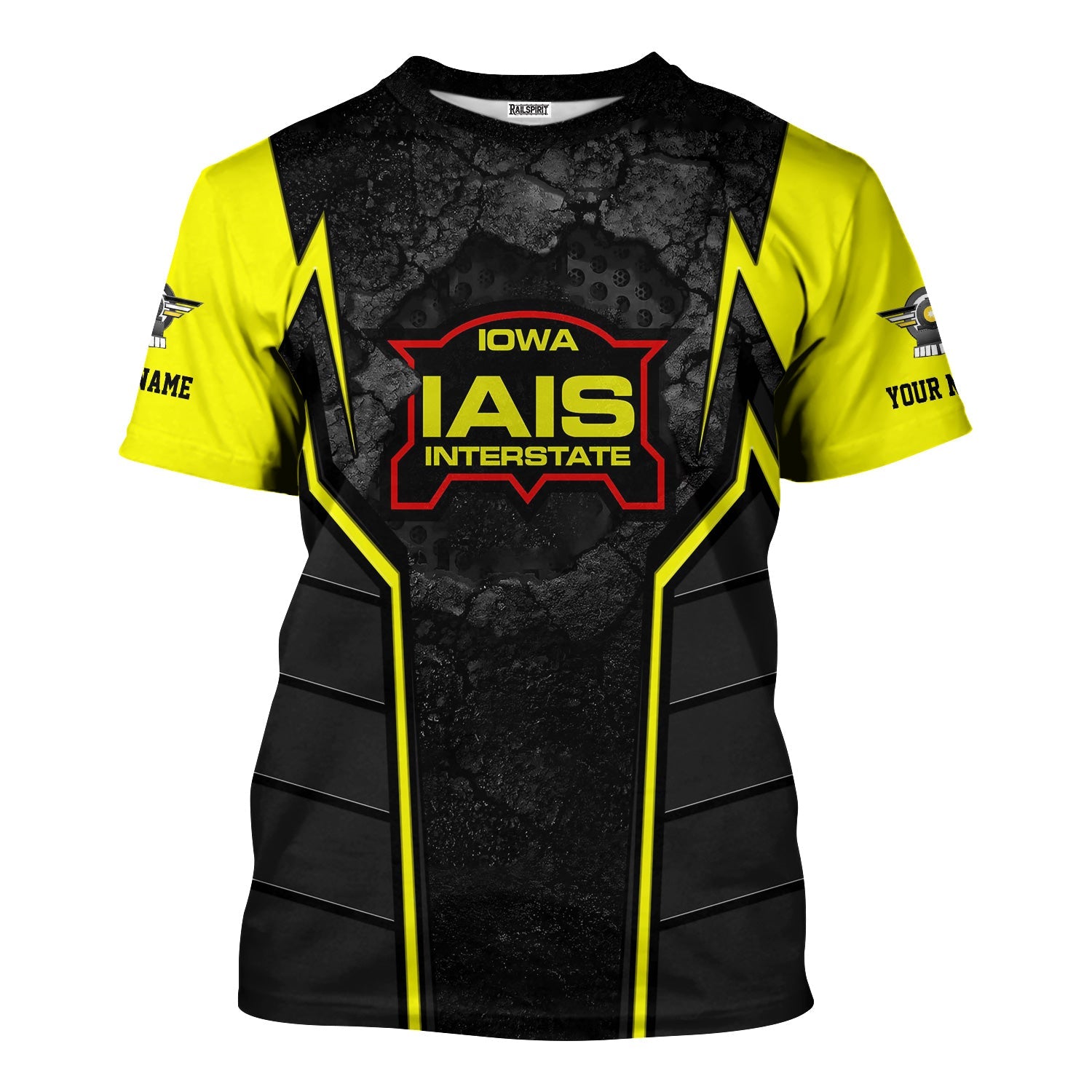 Railspirit Personalized Iowa Interstate Railroad T-Shirt Cracked Metal Design IAIS Train Shirt for Rail Enthusiasts