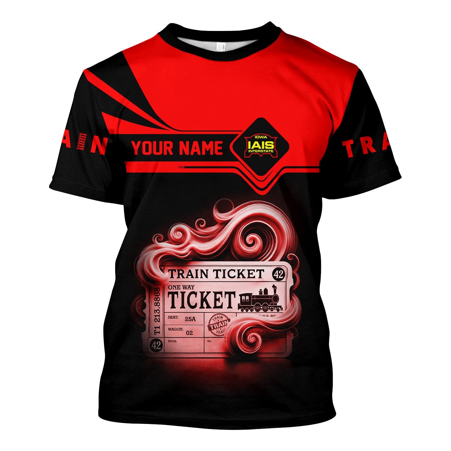 Railspirit Personalized Iowa Interstate Railroad T Shirt Train Ticket American Locomotive Printed Train