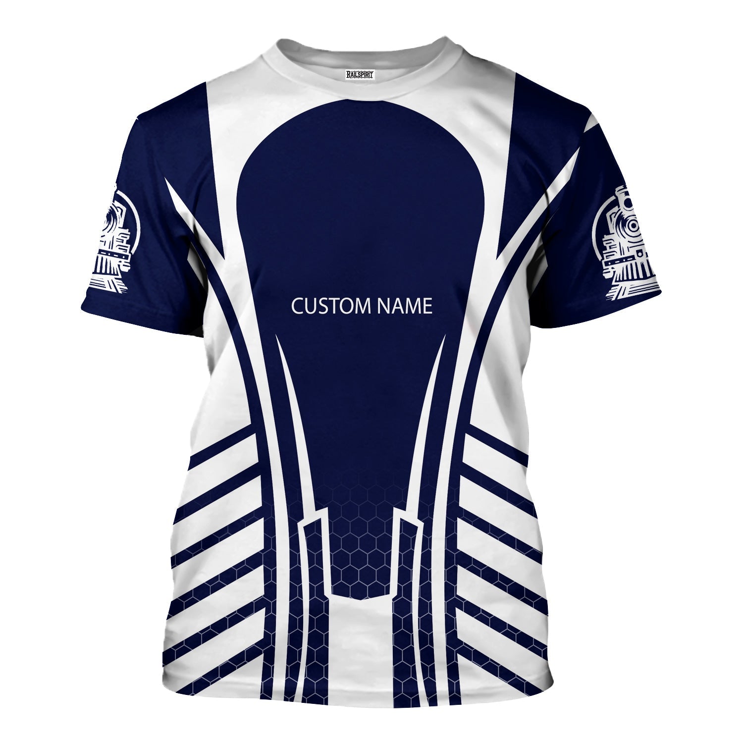 Railspirit Personalized Jersey Central Railroad T-Shirt Striped Railroad Style CNJ Train Shirt All Over Print