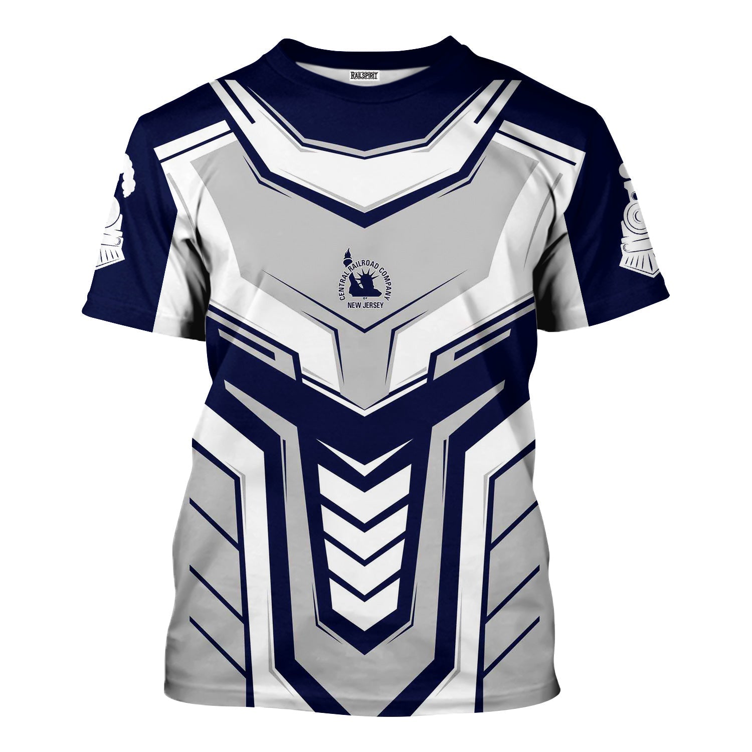 Railspirit Personalized Jersey Central Railroad T-Shirt Armor-Inspired Design CNJ Train Shirt All Over Print