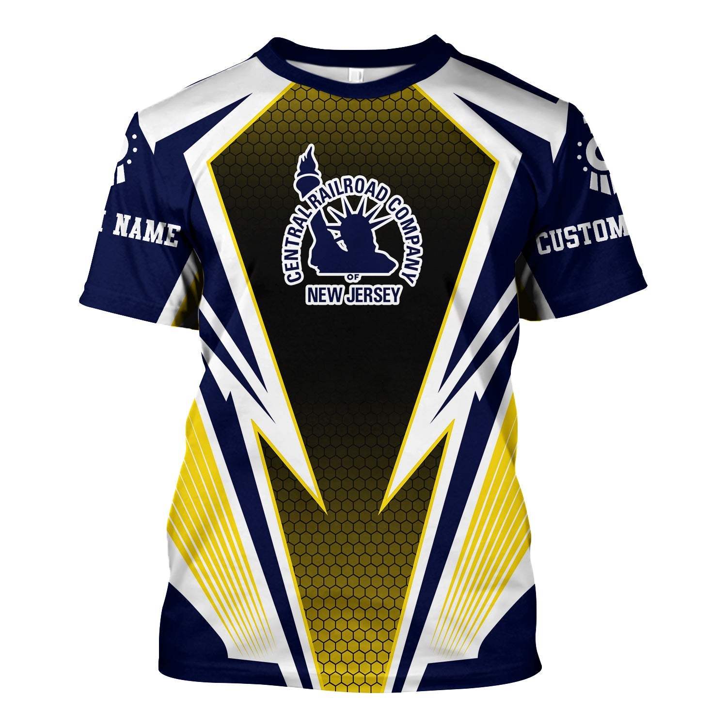 Railspirit Personalized CNJ Jersey Central Railroad T-Shirt Lightning Graphic Style Shirt Gift Idea For Train Lover