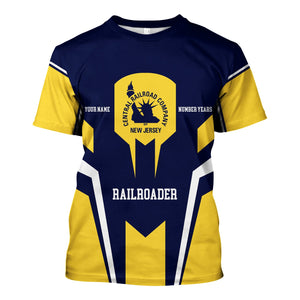 Railspirit Personalized CNJ Jersey Central Railroad T-Shirt Custom Year Railroader Shirt Gift Idea For Train Lover