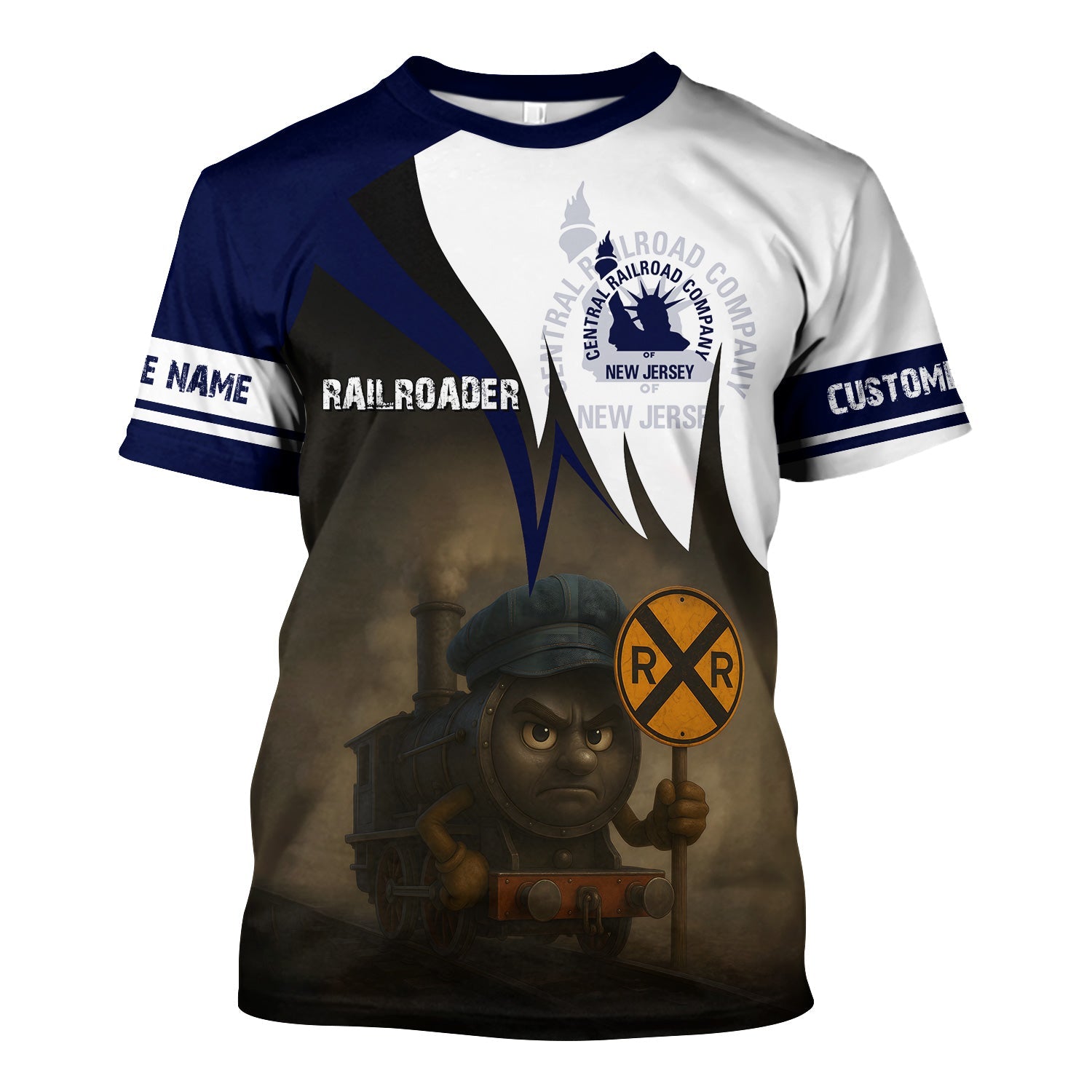 Railspirit Personalized CNJ Jersey Central Railroad T-Shirt Angry Train Shirt Gift Idea For Train Lover