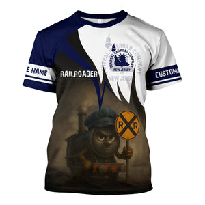 Railspirit Personalized CNJ Jersey Central Railroad T-Shirt Angry Train Shirt Gift Idea For Train Lover