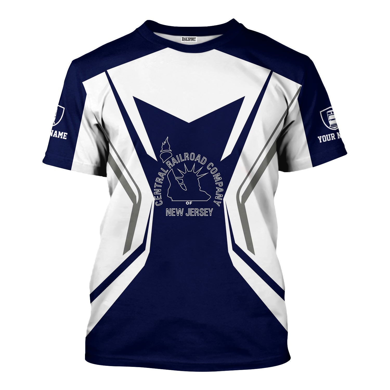 Railspirit Personalized Jersey Central Railroad T-Shirt Unique Style with Custom Job CNJ Train Shirt