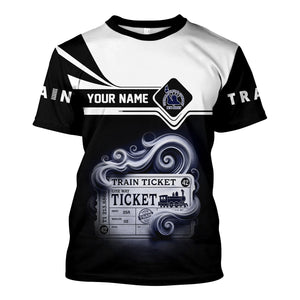 Railspirit Personalized CNJ Jersey Central Railroad T Shirt Train Ticket American Locomotive Printed Train