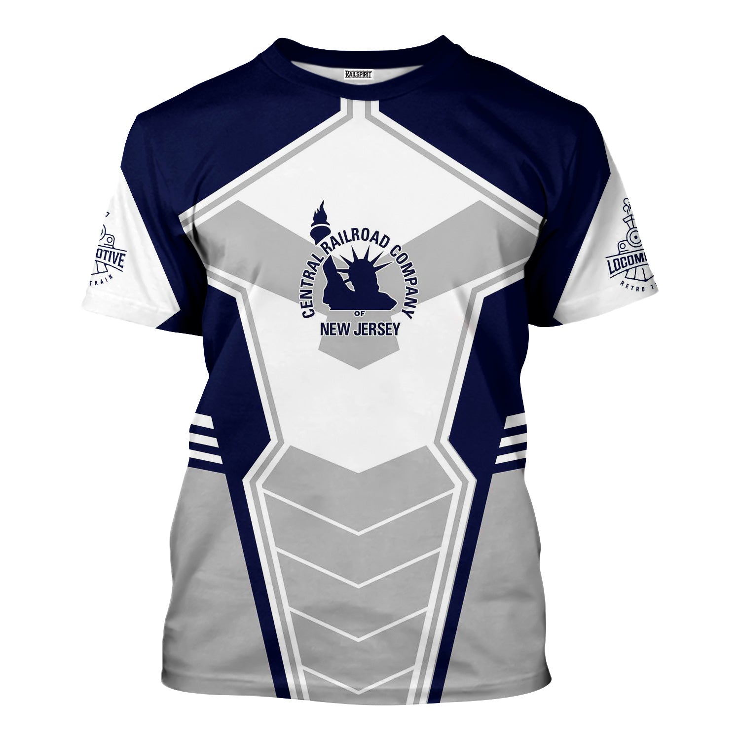 Railspirit Personalized Jersey Central Railroad T-Shirt Engine-Inspired Style CNJ Train Shirt for Railroad Fanatic