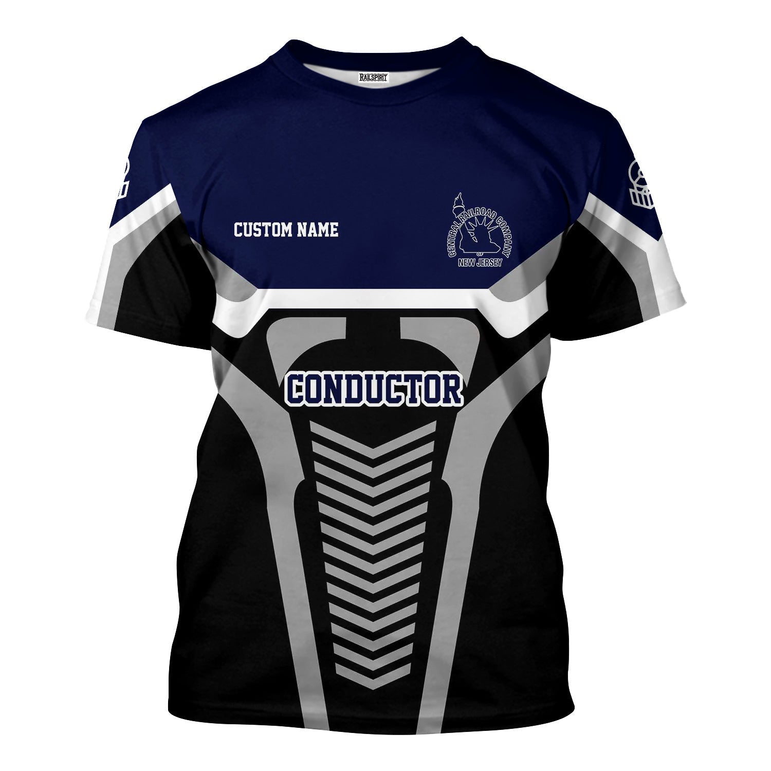 Railspirit Personalized Jersey Central Railroad T-Shirt Track-Inspired with Custom Job Position CNJ Train Shirt