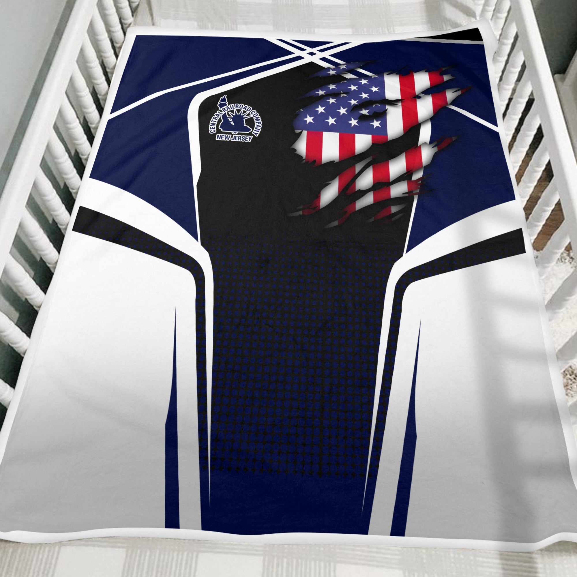 Railspirit Personalized CNJ Jersey Central Railroad Blanket American Vintage All Over Printed Blanket