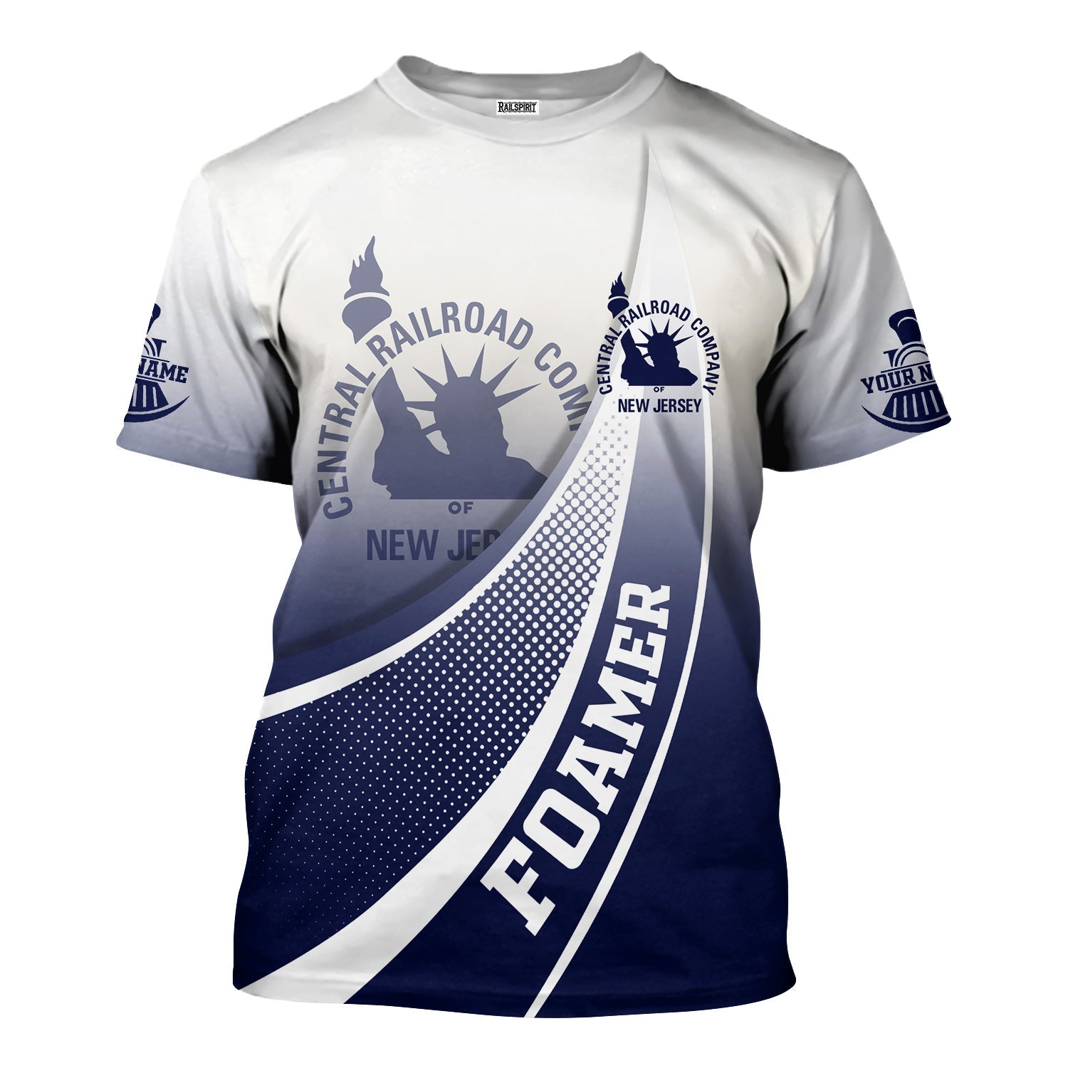 Railspirit Personalized CNJ Jersey Central Railroad T-Shirt Railway-Themed Style Shirt Gift Idea For Trainspotter