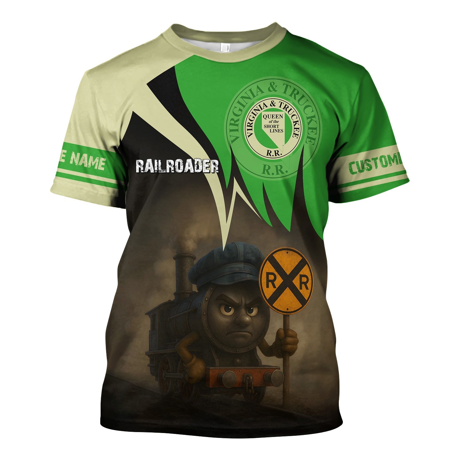 Railspirit Personalized Virginia & Truckee Railroad T-Shirt Angry Train Shirt Gift Idea For Train Lover