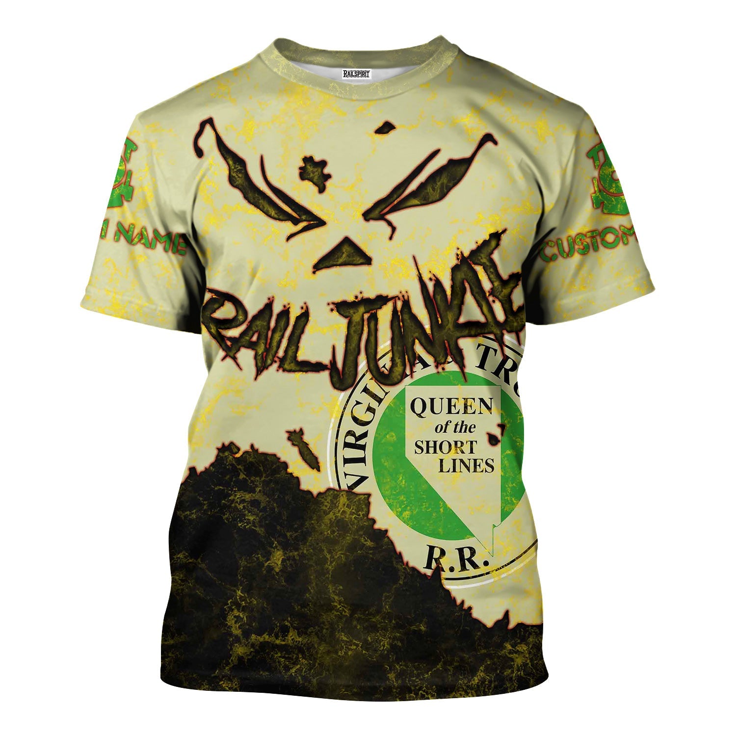 Railspirit Personalized Virginia & Truckee Railroad T-Shirt Torn Graphic Style Train Shirt For Rail Junkie