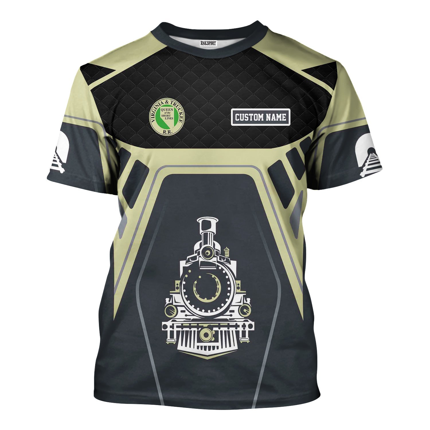 Railspirit Personalized Virginia & Truckee Railroad T-Shirt Steam Locomotive Engine Graphic Train Shirt All Over Print