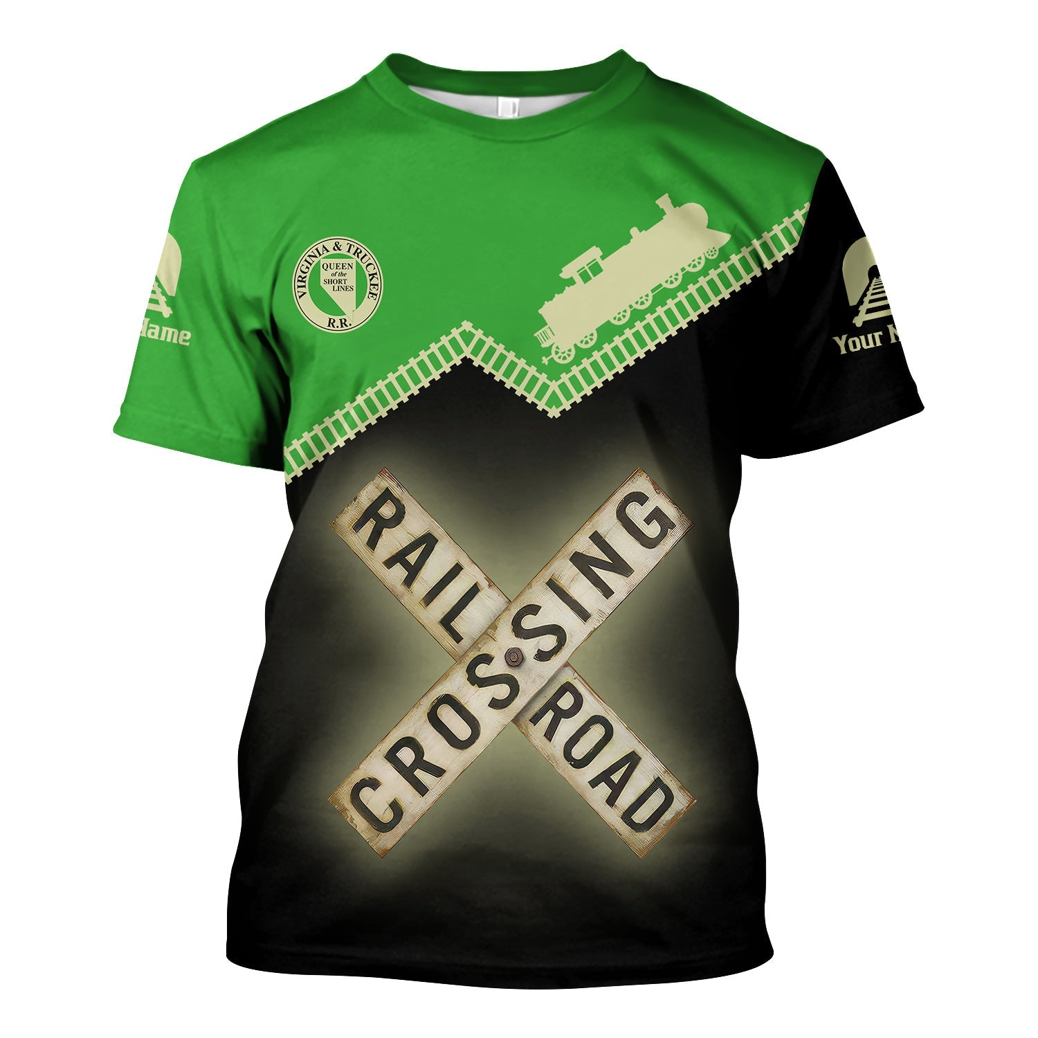 Railspirit Personalized Virginia & Truckee Railroad T Shirt Railroad Crossing Printed Train Track Shirt